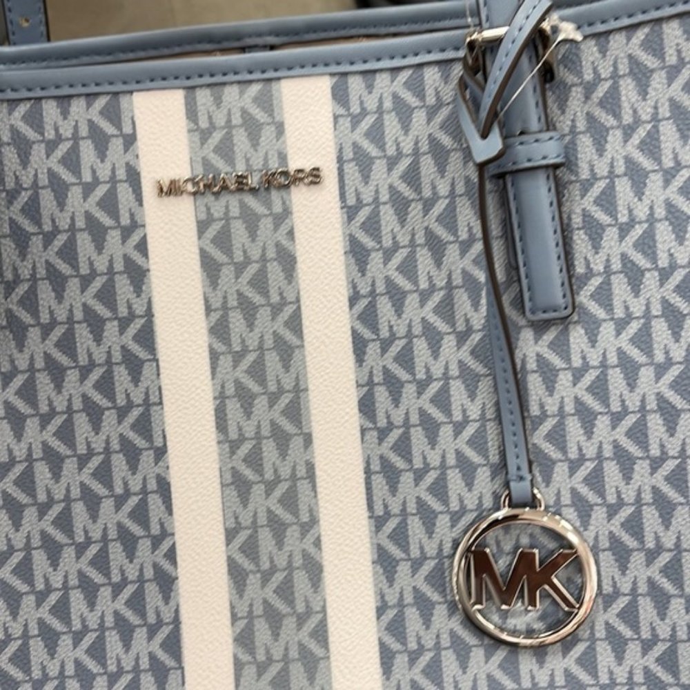 Michael Kors Jet Set Travel Medium Carryall Tote Chambray Multi - Picture 12 of 16